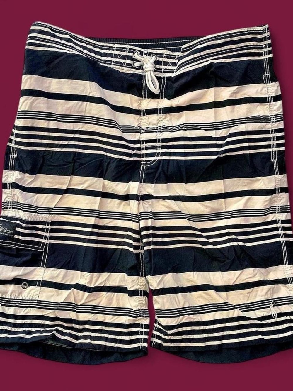 Ralph Lauren Black & White Striped Board Shorts